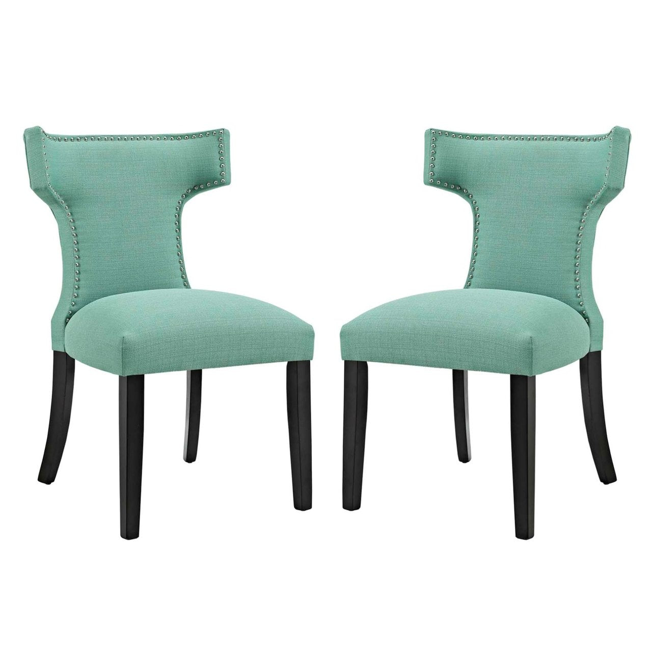 Curve Dining Side Chair Fabric Set of 2, Blue, Fabric 11842
