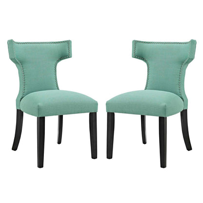 Curve Dining Side Chair Fabric Set of 2, Blue, Fabric 11842