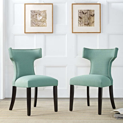 Curve Dining Side Chair Fabric Set of 2, Blue, Fabric 11842