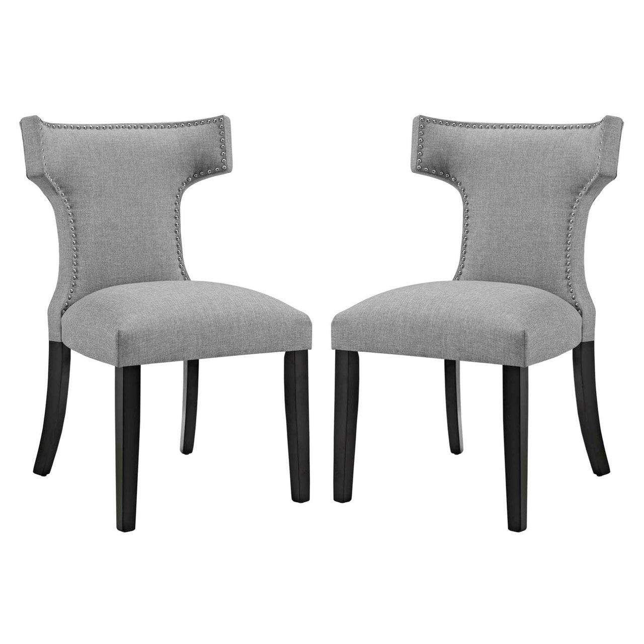 Curve Dining Side Chair Fabric Set of 2, Grey, Fabric 11843