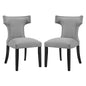 Curve Dining Side Chair Fabric Set of 2, Grey, Fabric 11843