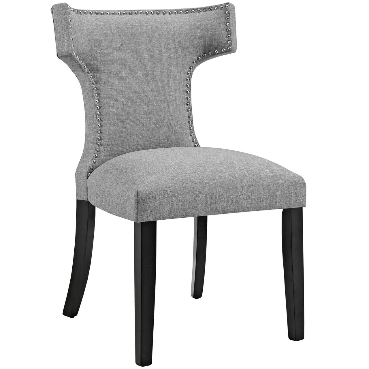 Curve Dining Side Chair Fabric Set of 2, Grey, Fabric 11843