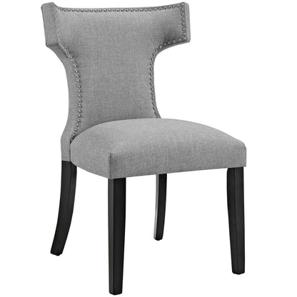 Curve Dining Side Chair Fabric Set of 2, Grey, Fabric 11843