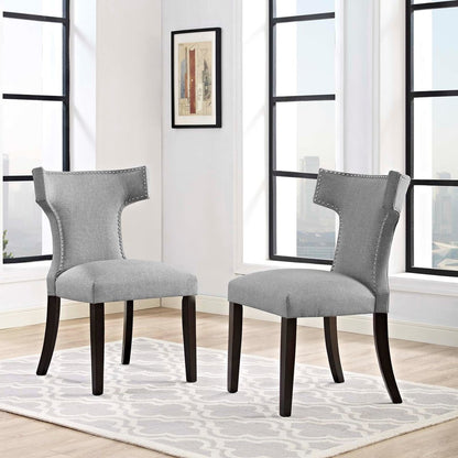 Curve Dining Side Chair Fabric Set of 2, Grey, Fabric 11843