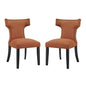 Curve Dining Side Chair Fabric Set of 2, Fabric, Orange 13647