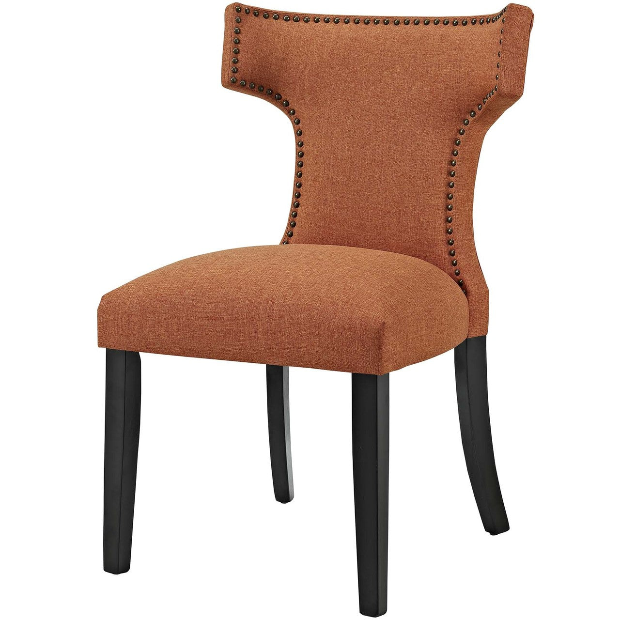 Curve Dining Side Chair Fabric Set of 2, Fabric, Orange 13647