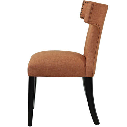 Curve Dining Side Chair Fabric Set of 2, Fabric, Orange 13647