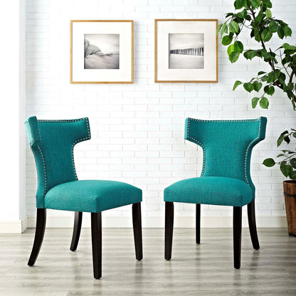 Curve Dining Side Chair Fabric Set of 2, Blue, Fabric 11844