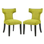 Curve Dining Side Chair Fabric Set of 2, Green, Fabric 11845