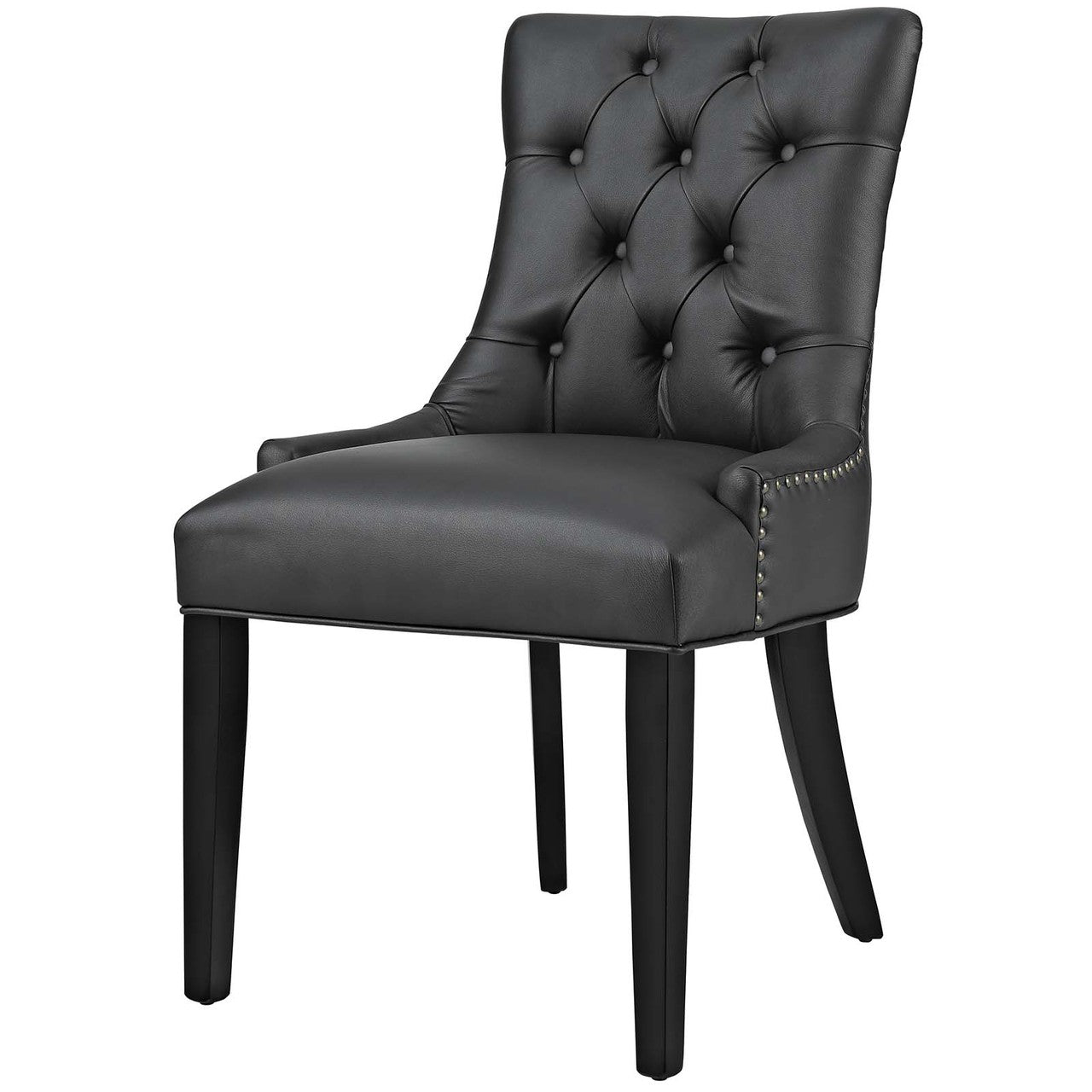 Regent Dining Side Chair Vinyl Set of 2, Faux Vinyl Leather, Black 15128