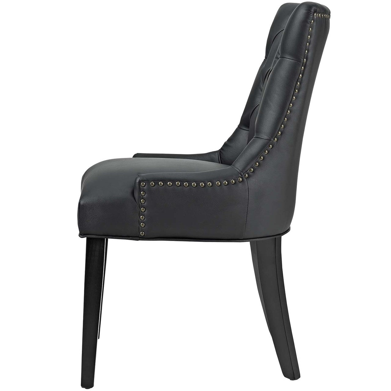 Regent Dining Side Chair Vinyl Set of 2, Faux Vinyl Leather, Black 15128