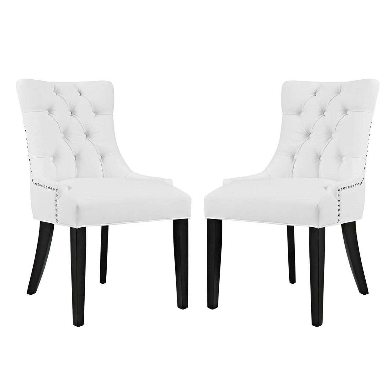 Regent Dining Side Chair Vinyl Set of 2, White, Faux Leather 11846