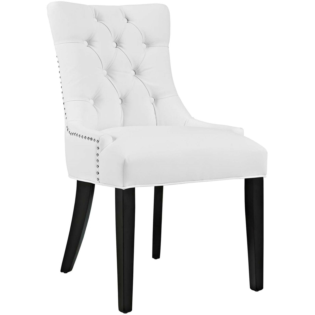 Regent Dining Side Chair Vinyl Set of 2, White, Faux Leather 11846