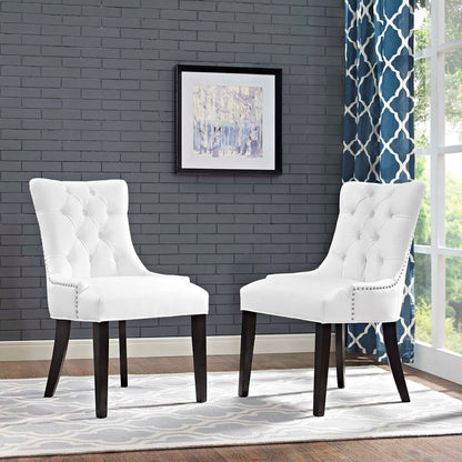 Regent Dining Side Chair Vinyl Set of 2, White, Faux Leather 11846