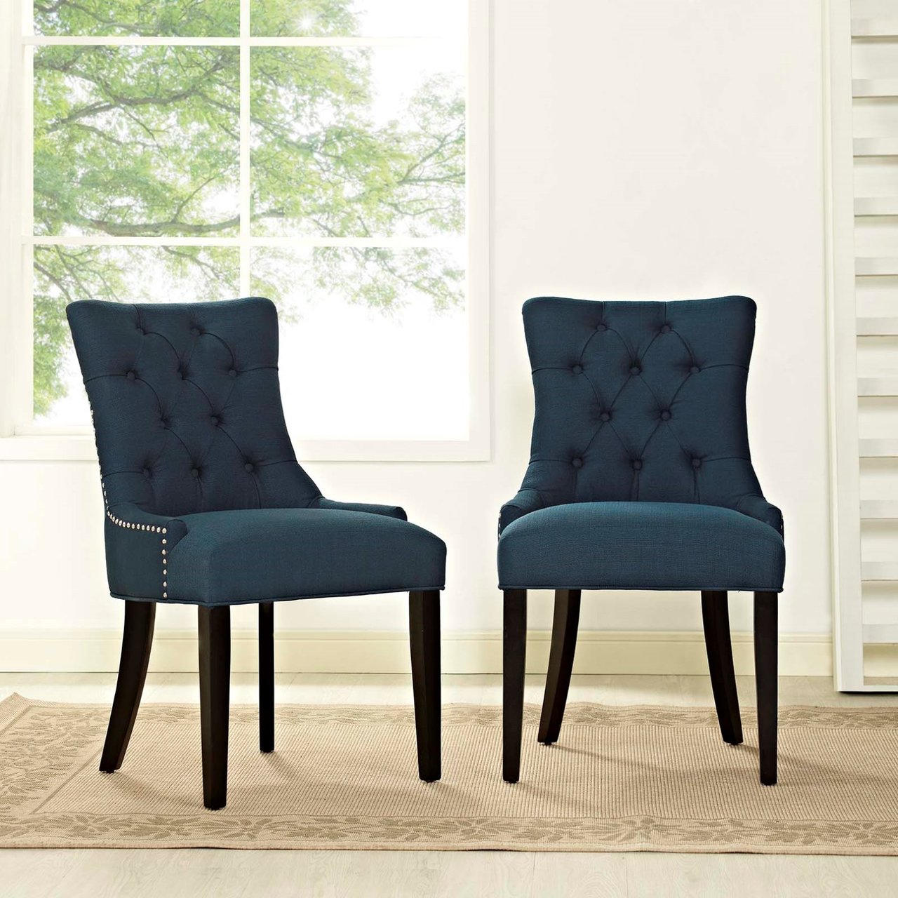 Regent Dining Side Chair Fabric Set of 2, Navy, Fabric 11847