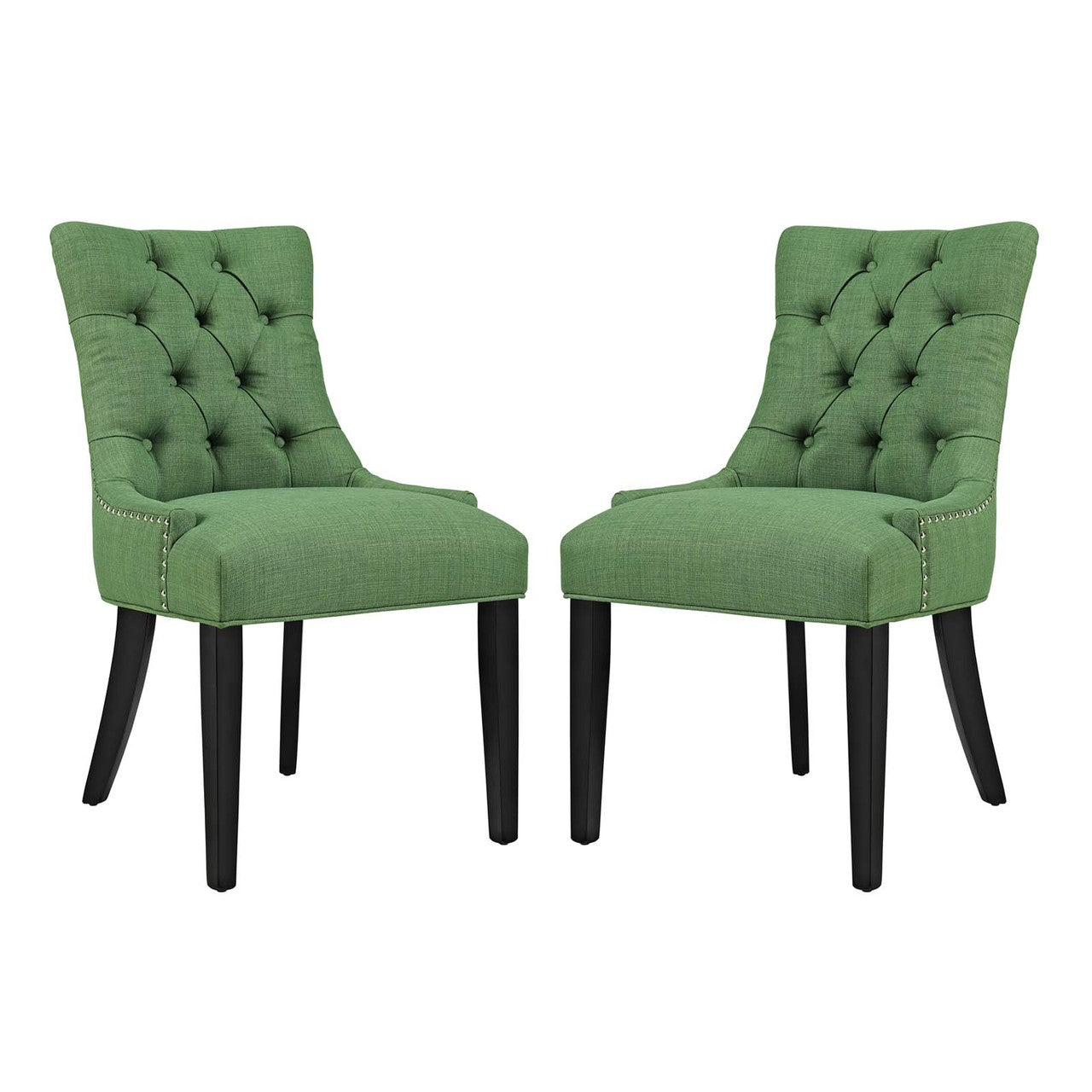 Regent Dining Side Chair Fabric Set of 2, Fabric, Green 13649