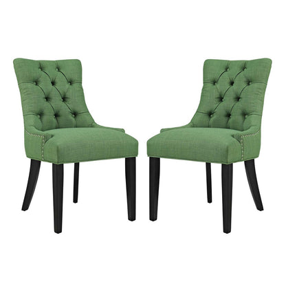 Regent Dining Side Chair Fabric Set of 2, Fabric, Green 13649