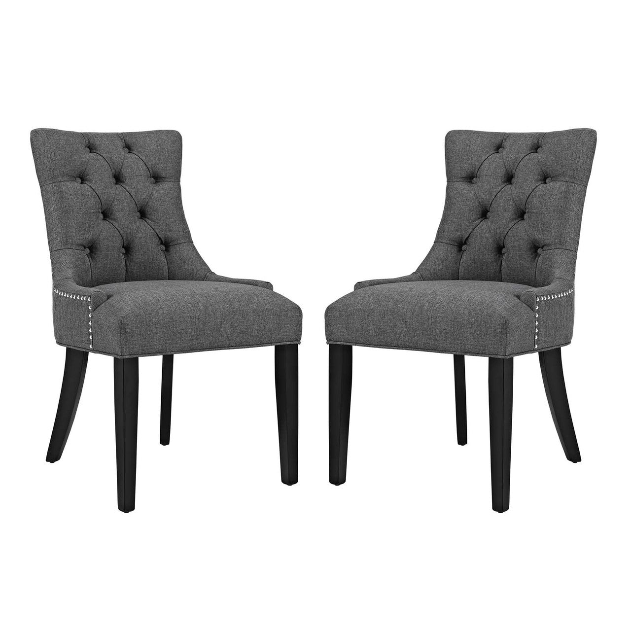 Regent Dining Side Chair Fabric Set of 2, Fabric, Grey Gray 13650