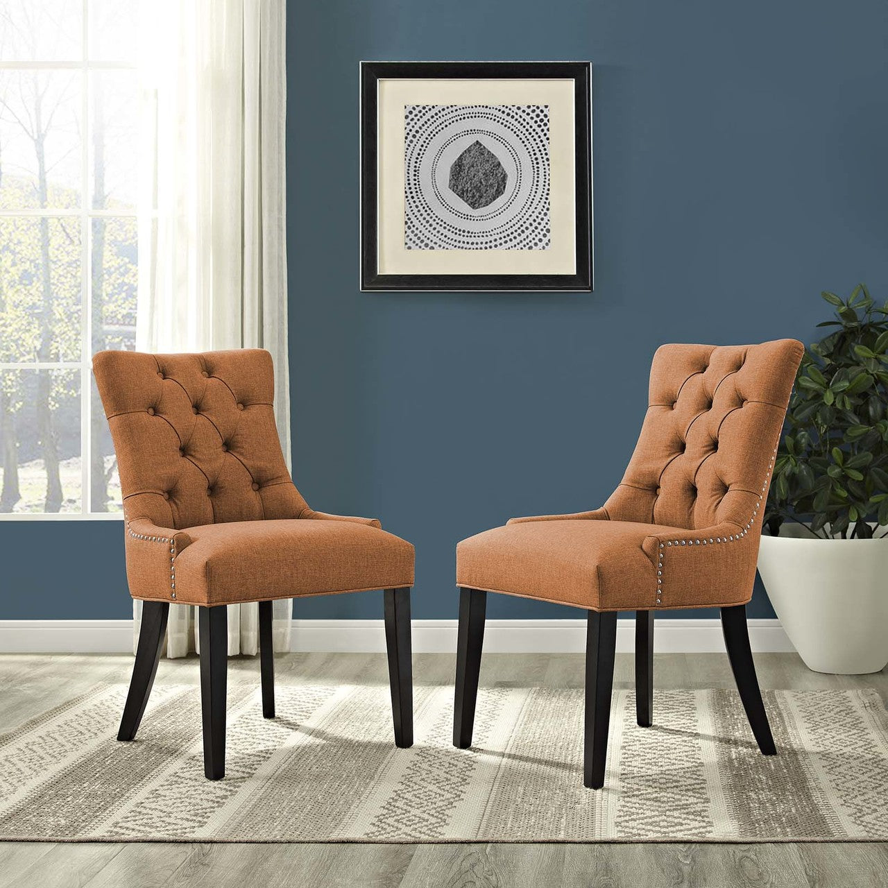 Regent Dining Side Chair Fabric Set of 2, Fabric, Orange 13652