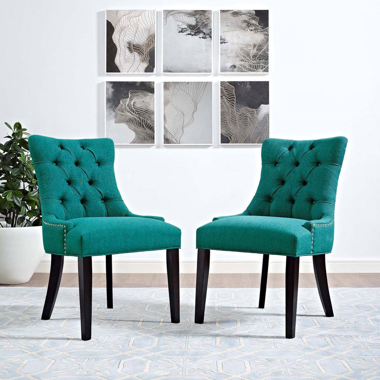 Regent Dining Side Chair Fabric Set of 2, Blue, Fabric 11851