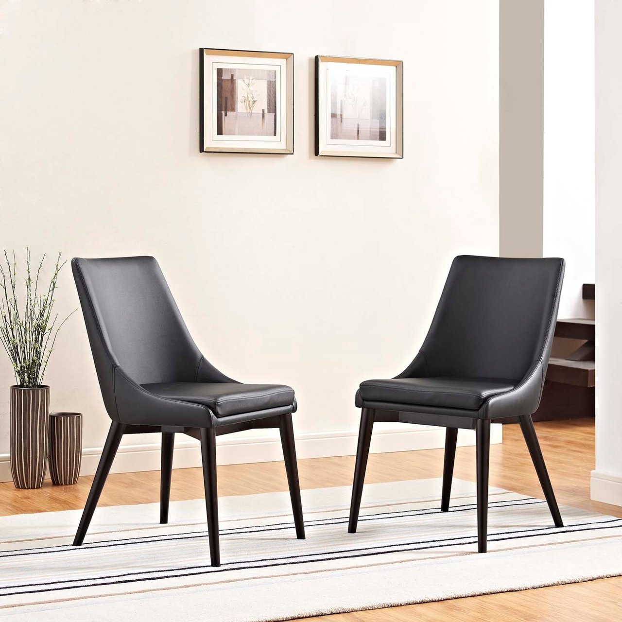 Viscount Dining Side Chair Vinyl, Black, Faux Leather 11853
