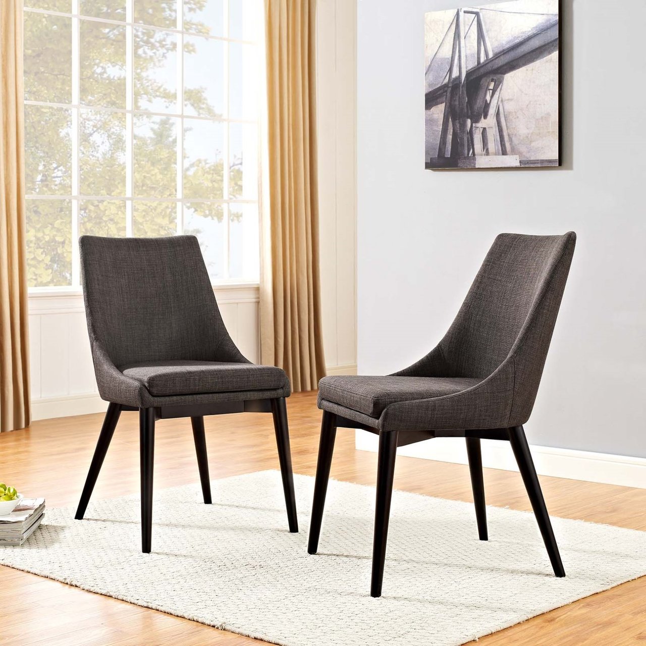 Viscount Dining Side Chair Fabric, Brown, Fabric 11857