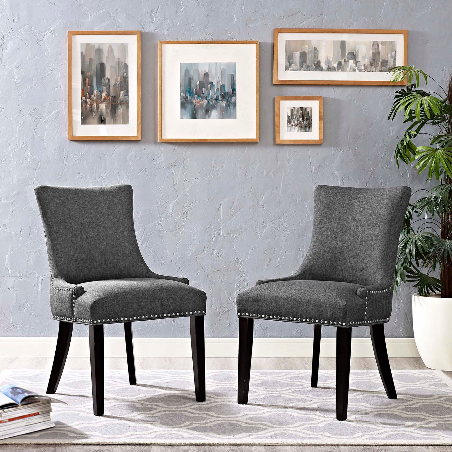 mar Dining Side Chair Fabric Set of 2, Fabric, Wood, Grey Gray, 18141