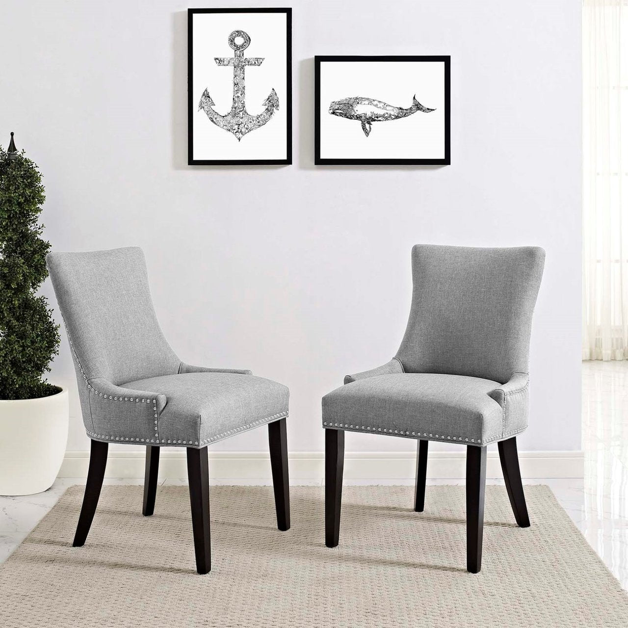Marquis Dining Side Chair Fabric Set of 2, Grey, Fabric 11870