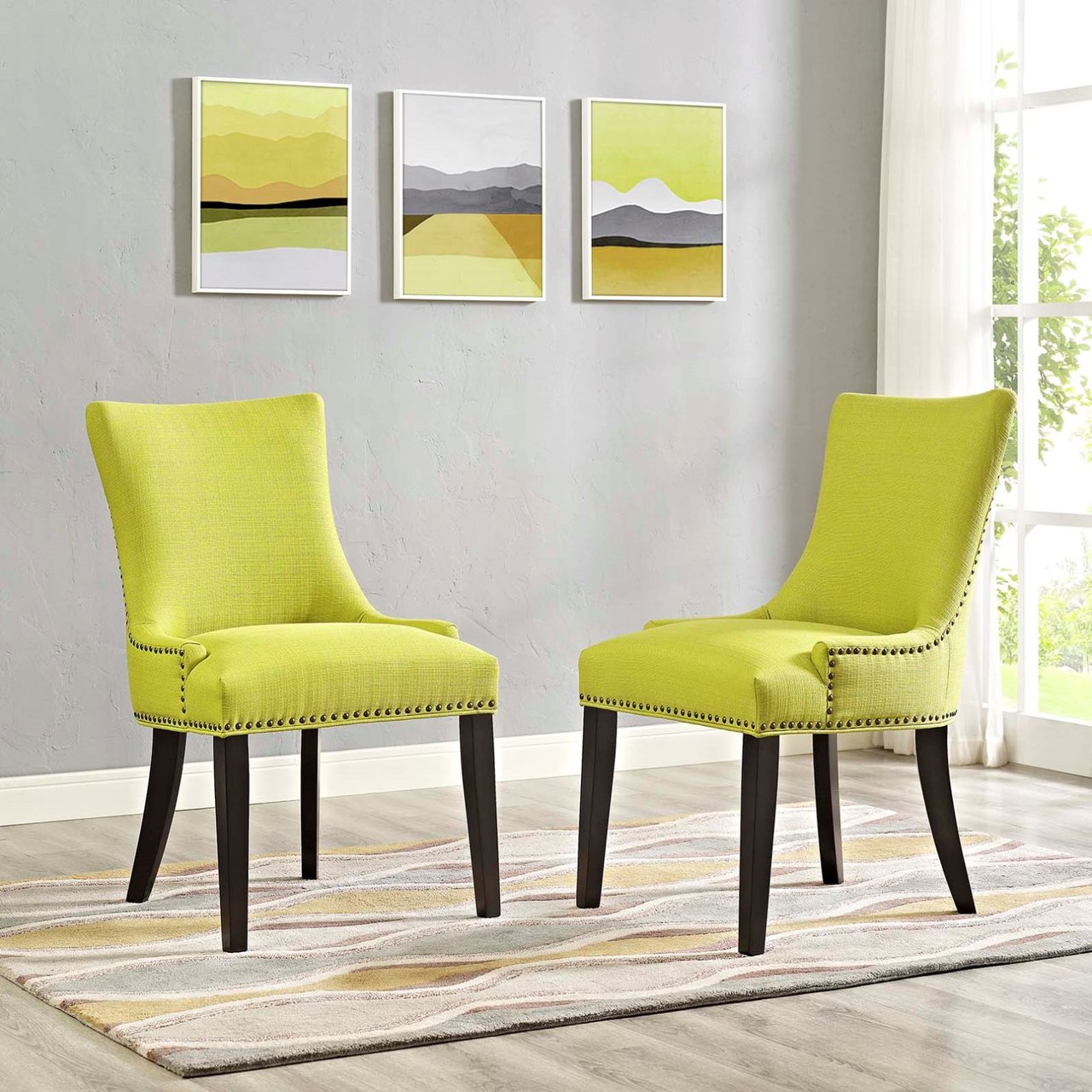 Marquis Dining Side Chair Fabric Set of 2, Green, Fabric 11873