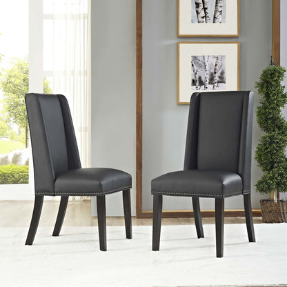Baron Dining Chair Vinyl Set of 2, Faux Vinyl Leather, Black 15272