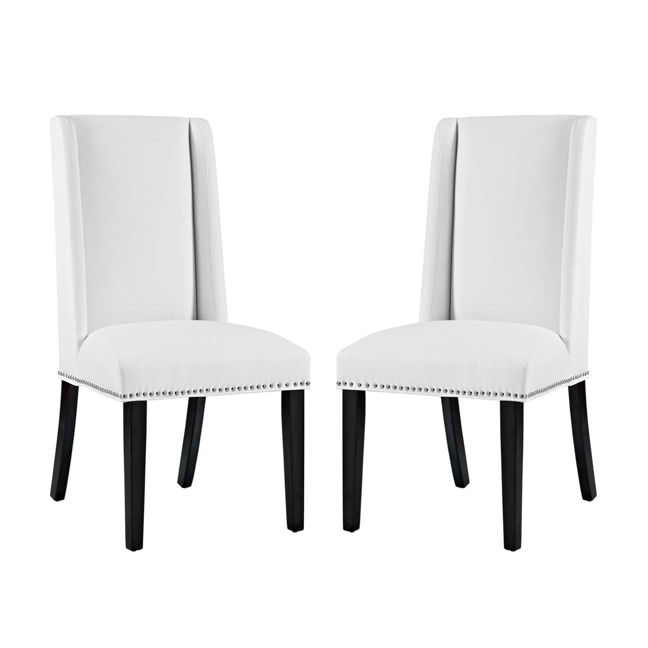 Baron Dining Chair Vinyl Set of 2, White, Faux Leather 11874