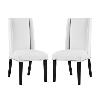 Baron Dining Chair Vinyl Set of 2, White, Faux Leather 11874
