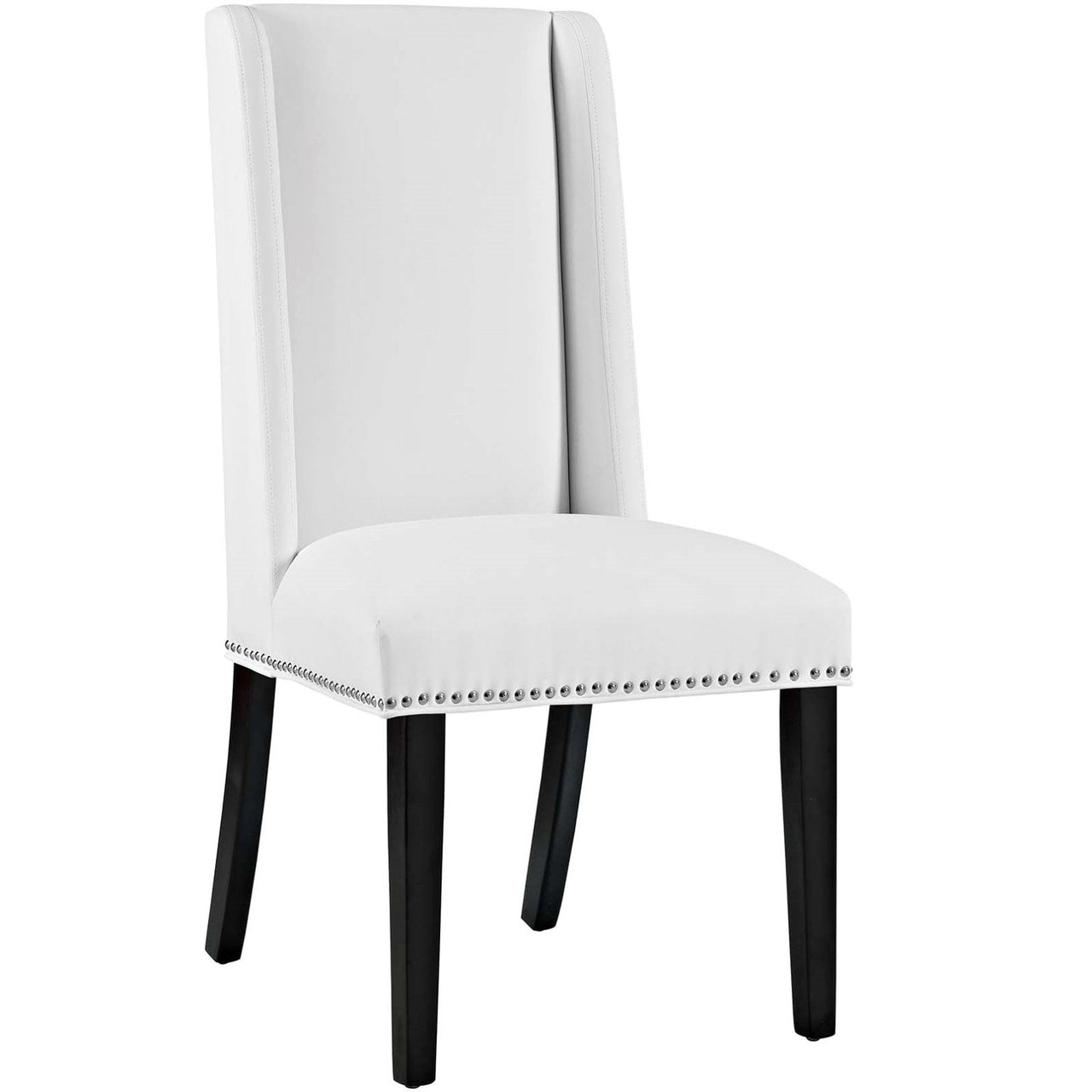 Baron Dining Chair Vinyl Set of 2, White, Faux Leather 11874