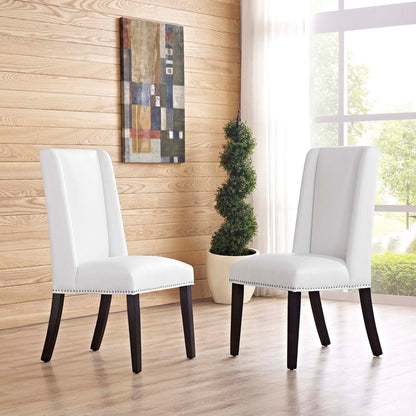 Baron Dining Chair Vinyl Set of 2, White, Faux Leather 11874