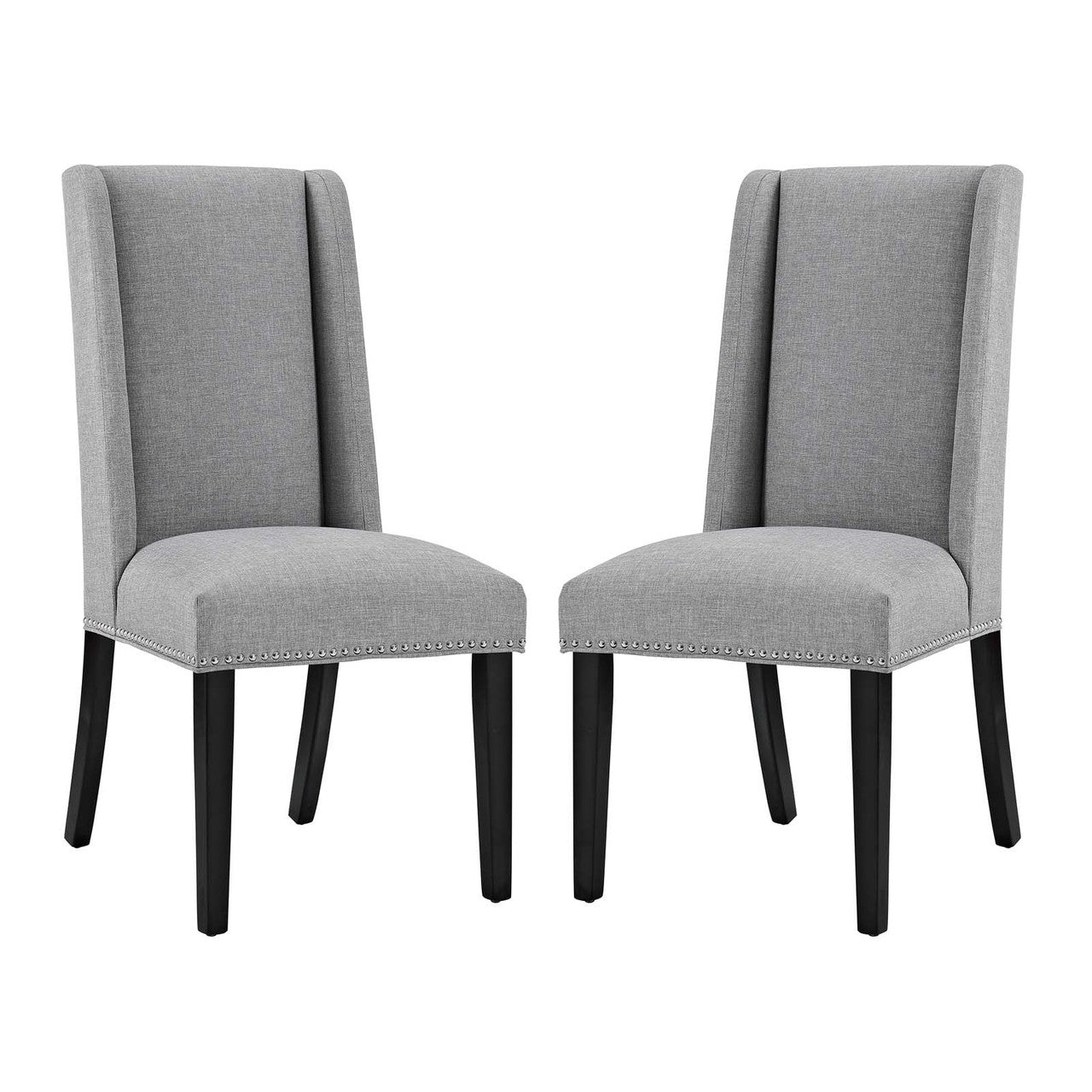 Baron Dining Chair Fabric Set of 2, Fabric, Light Grey Gray 15672