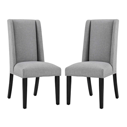 Baron Dining Chair Fabric Set of 2, Fabric, Light Grey Gray 15672