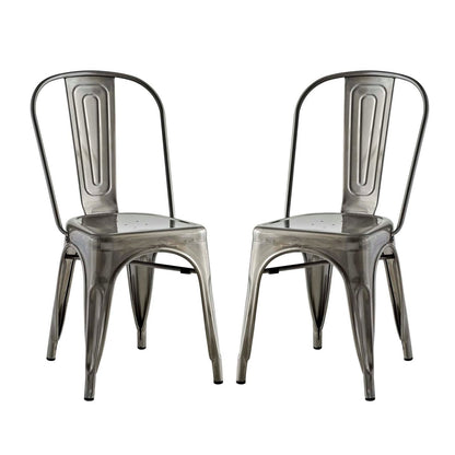 Promenade Dining Side Chair Set of 2, Silver, Metal 11879