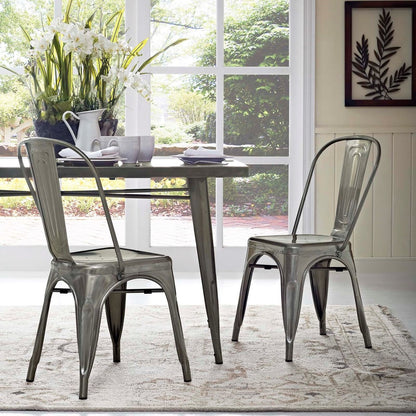 Promenade Dining Side Chair Set of 2, Silver, Metal 11879