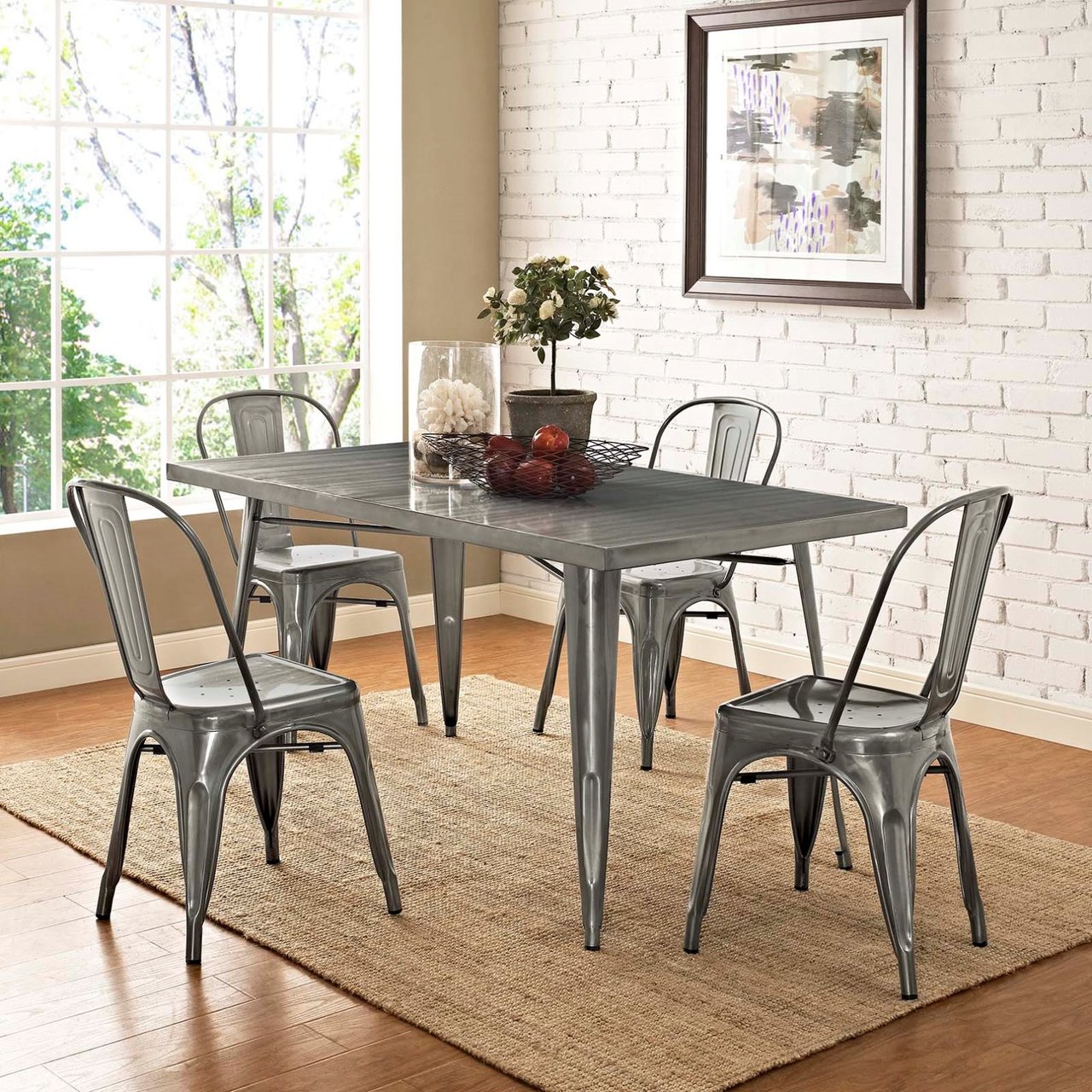 Promenade Dining Side Chair Set of 4, Silver, Metal 11888