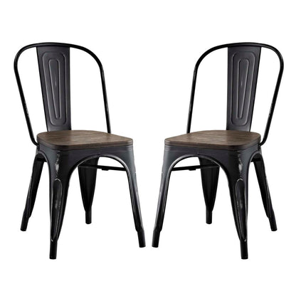 Promenade Dining Side Chair Set of 2, Black, Metal 11894