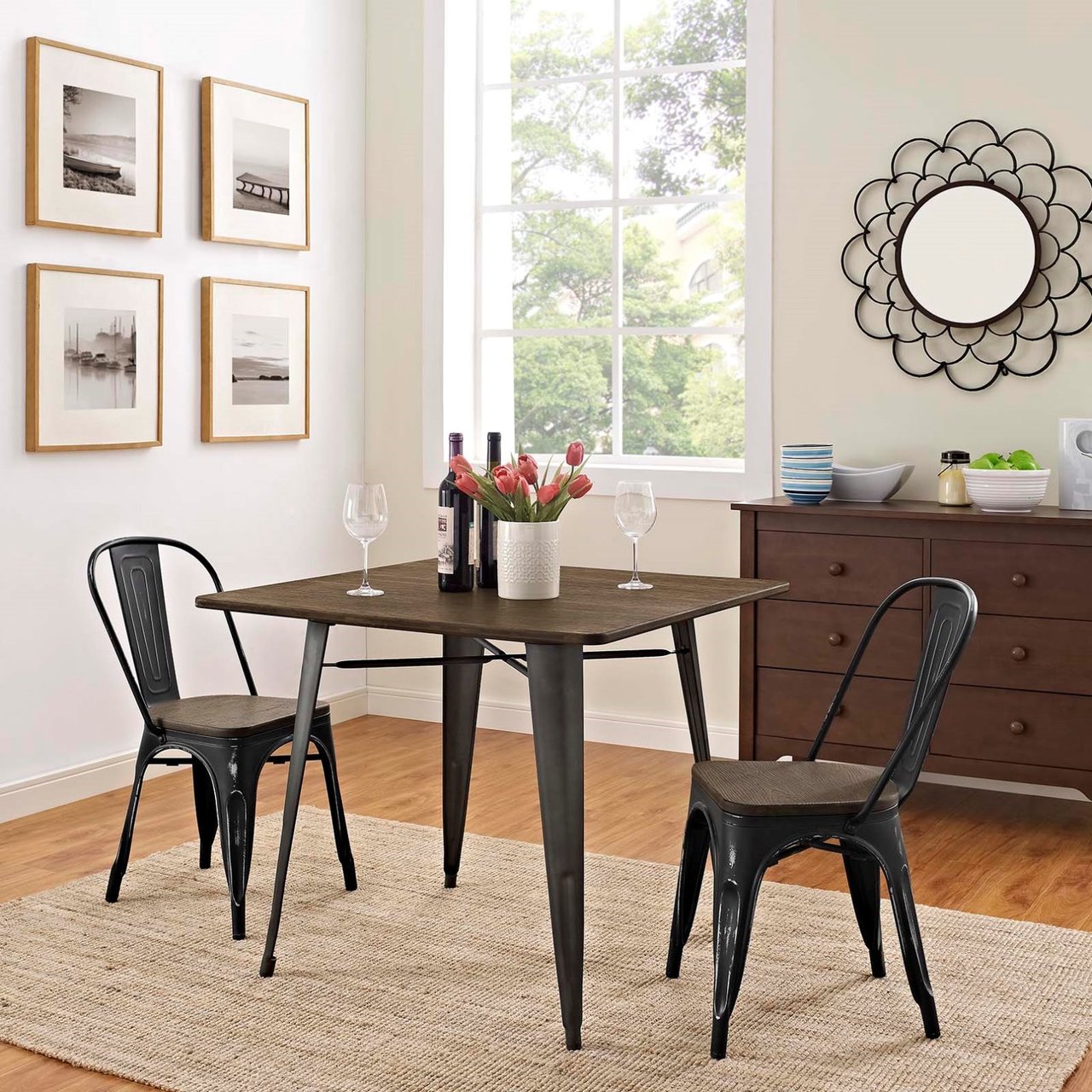 Promenade Dining Side Chair Set of 2, Black, Metal 11894
