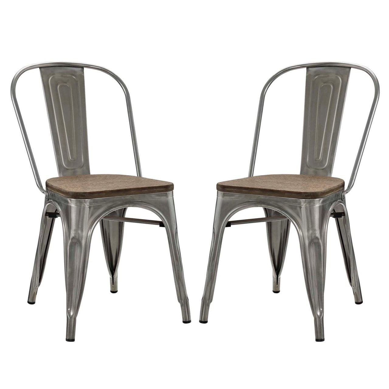 Promenade Dining Side Chair Set of 2, Silver, Metal 11896