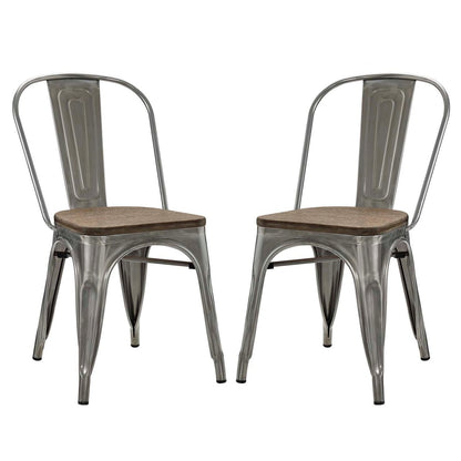 Promenade Dining Side Chair Set of 2, Silver, Metal 11896