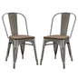Promenade Dining Side Chair Set of 2, Silver, Metal 11896