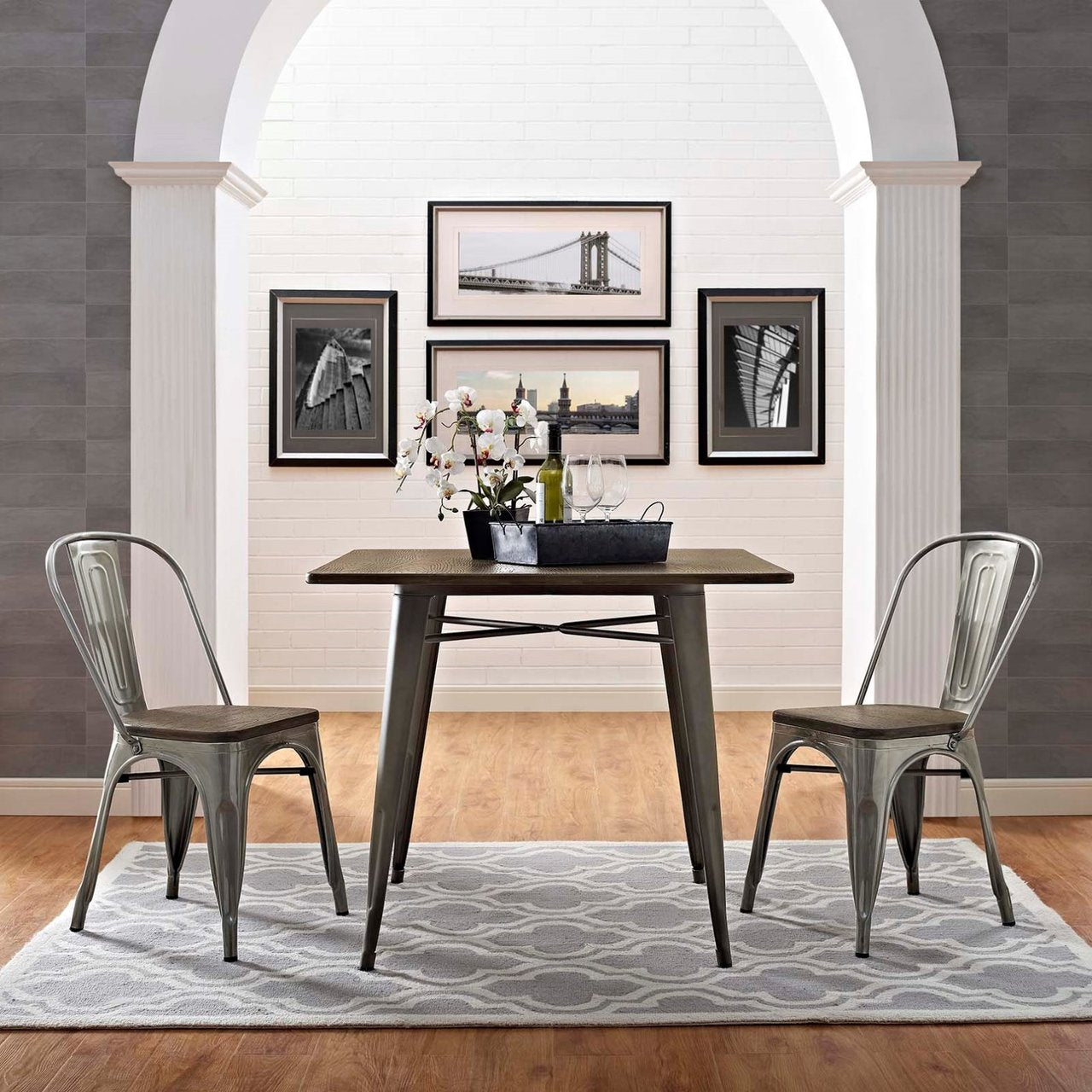 Promenade Dining Side Chair Set of 2, Silver, Metal 11896