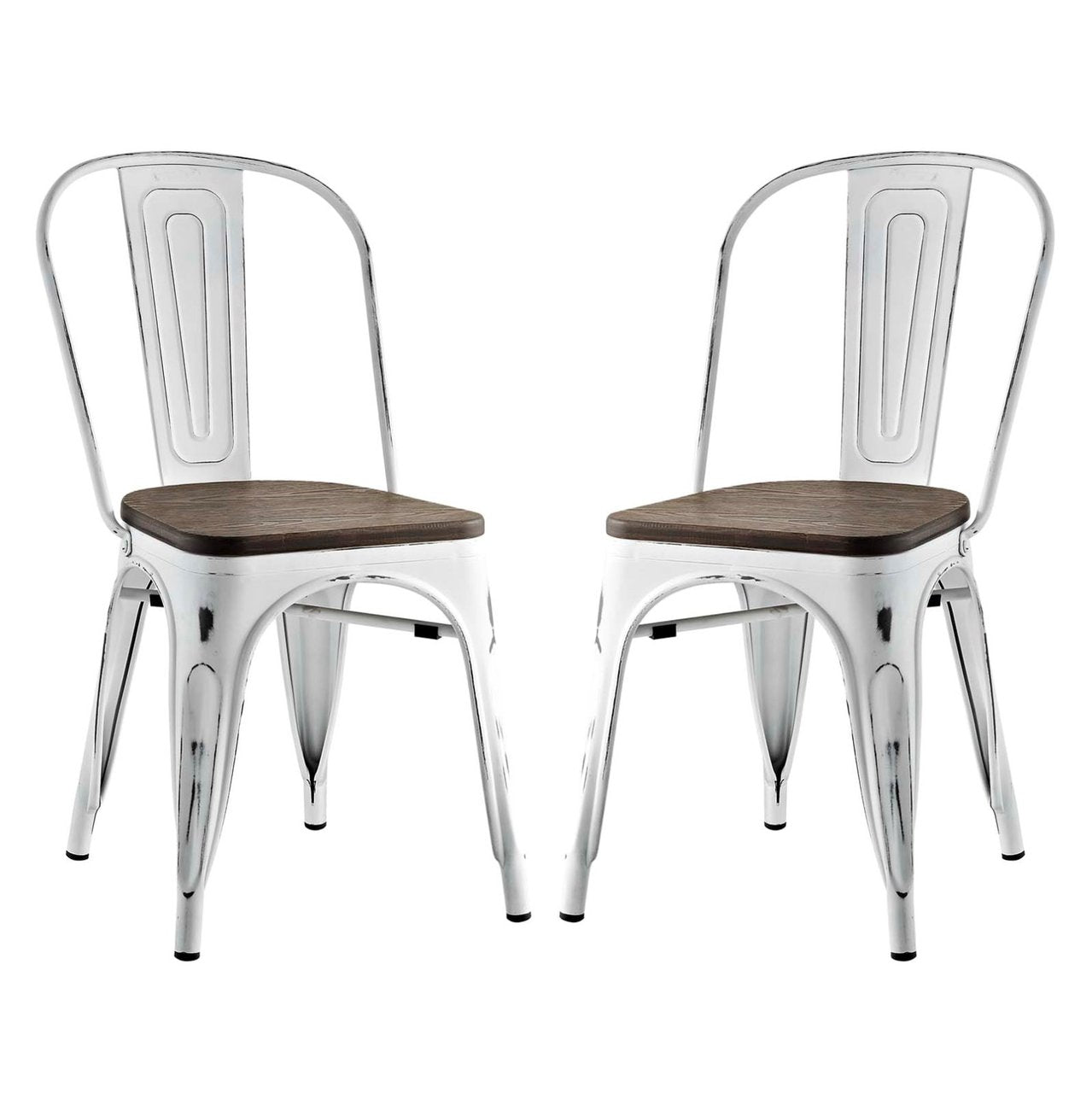 Promenade Dining Side Chair Set of 2, White, Metal 11897
