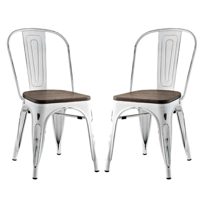 Promenade Dining Side Chair Set of 2, White, Metal 11897
