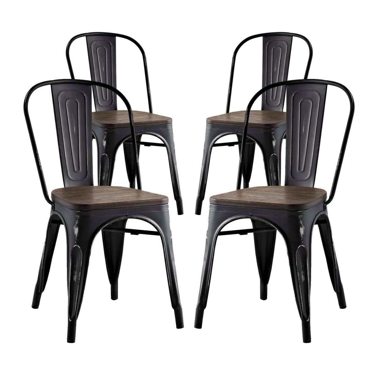 Promenade Dining Side Chair Set of 4, Black, Metal 11898
