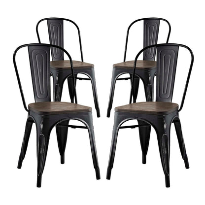 Promenade Dining Side Chair Set of 4, Black, Metal 11898