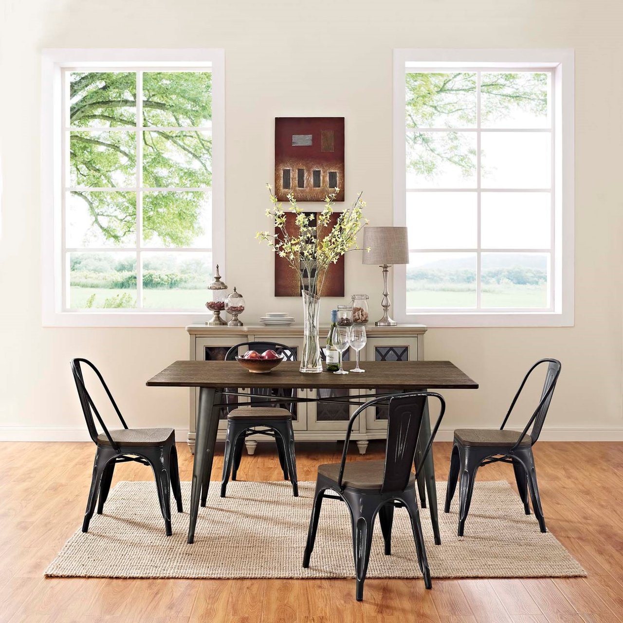 Promenade Dining Side Chair Set of 4, Black, Metal 11898